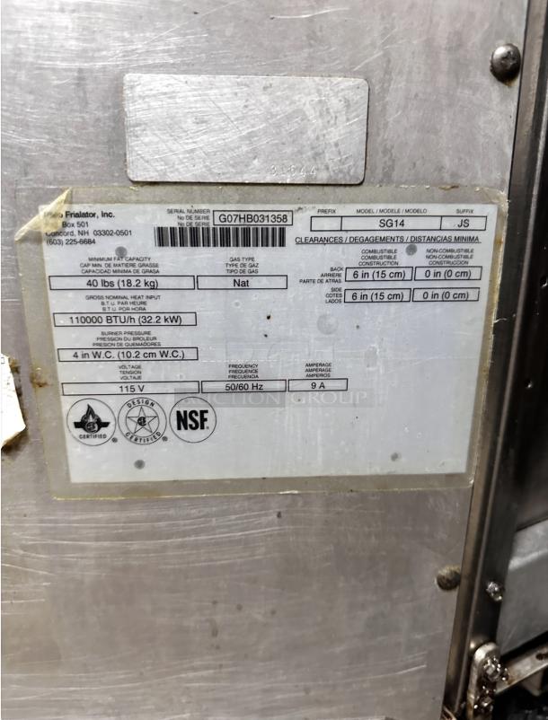 Superior Condition Pitco SG14 Gas Fryer Set – Tested & Working! - Image 9 of 11
