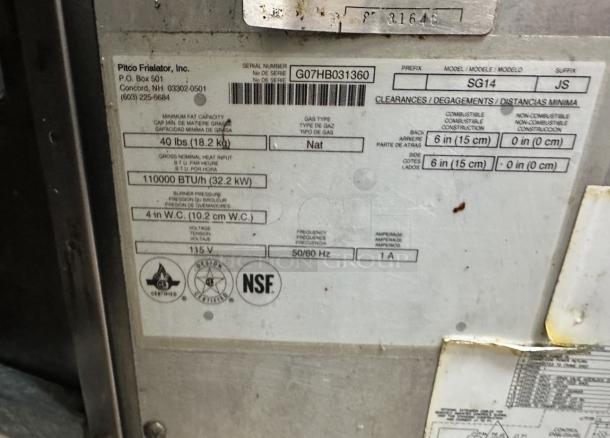 Superior Condition Pitco SG14 Gas Fryer Set – Tested & Working! - Image 11 of 11