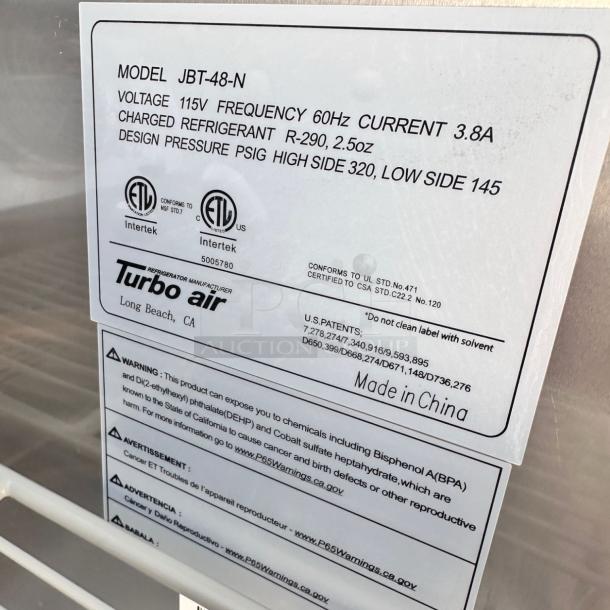 Exceptional Condition Turbo Air JBT-48-N Refrigerated Prep Table – Tested & Working! - Image 11 of 11
