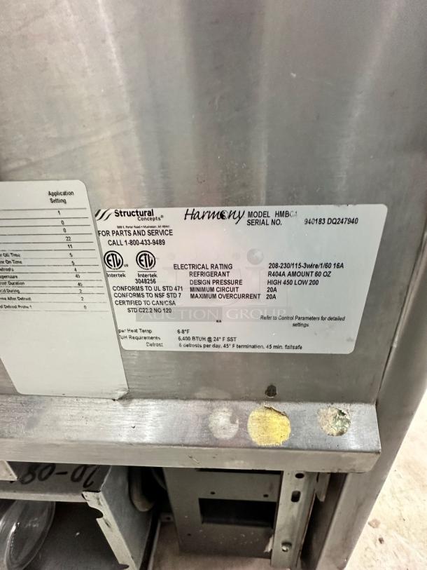Excellent Condition Structural Concepts Harmony HMBC4 Refrigerated Bakery Display Case – Tested & Working! - Image 11 of 12