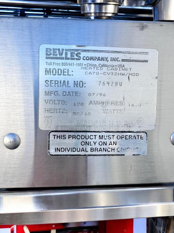 Excellent Condition BevLes CA70-CV32HW Heated Holding Cabinet – Tested & Working! - Image 11 of 11
