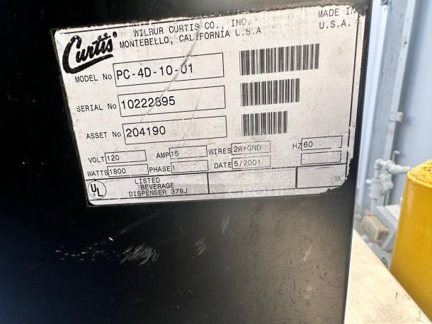 Excellent Condition Curtis PC-4D-10-01 Cappuccino Dispenser – Tested & Working! - Image 12 of 12