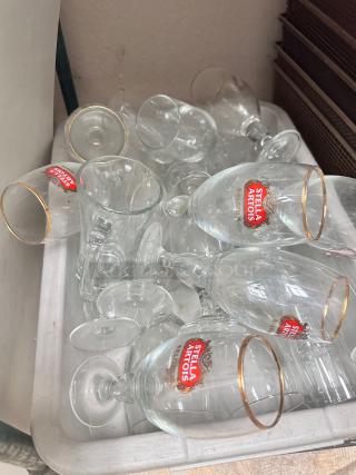Lot of Stella Artois Gold-Rimmed Beer Glasses – Used & in Great Condition!