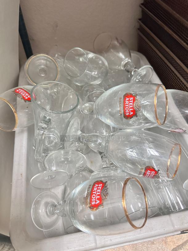 Lot of Stella Artois Gold-Rimmed Beer Glasses – Used & in Great Condition! - Image 2 of 4