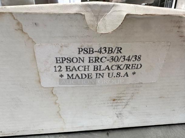 Excellent Condition a lot of 12 Epson ERC-30/34/38 Black/Red Ribbons – New in Box! - Image 4 of 4
