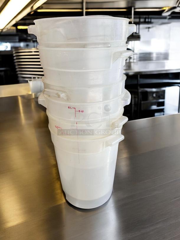 Excellent Condition 6 Qt. Commercial Food Storage Containers – Set of 5 - Image 1 of 5