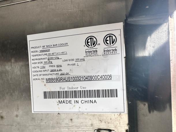 Excellent Condition Atosa MBB69GR 69" Back Bar Cooler – Tested & Working! - Image 12 of 12