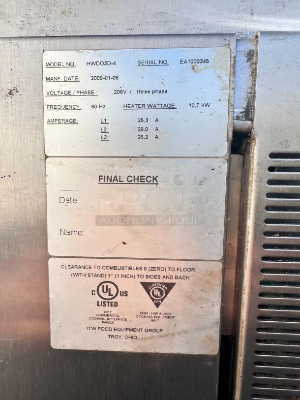 HOBART Electric Stone Deck Oven – Model HWD03D-4 – Excellent Condition – Tested & Working! - Image 9 of 9