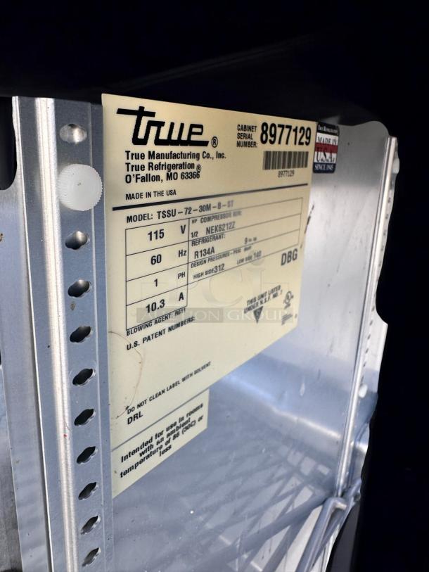 PREP TABLE – True TSSU-72-30M-B-ST – Excellent Condition – Tested & Working! - Image 10 of 10