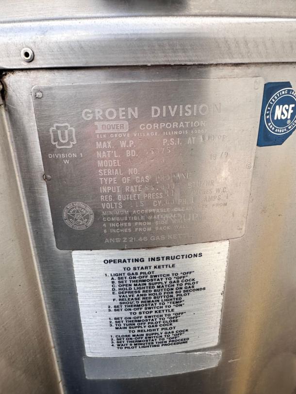 KETTLE – Groen Gas Tilting Kettle – Excellent Condition – Tested & Working! - Image 8 of 9