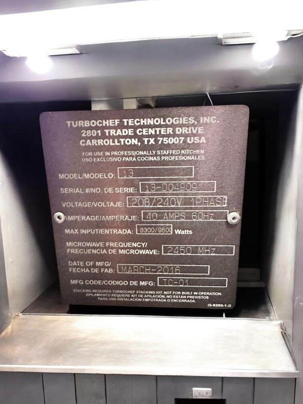 COMMERCIAL CONVECTION OVEN – TurboChef i3 – Excellent Condition – Tested & Working! - Image 4 of 4