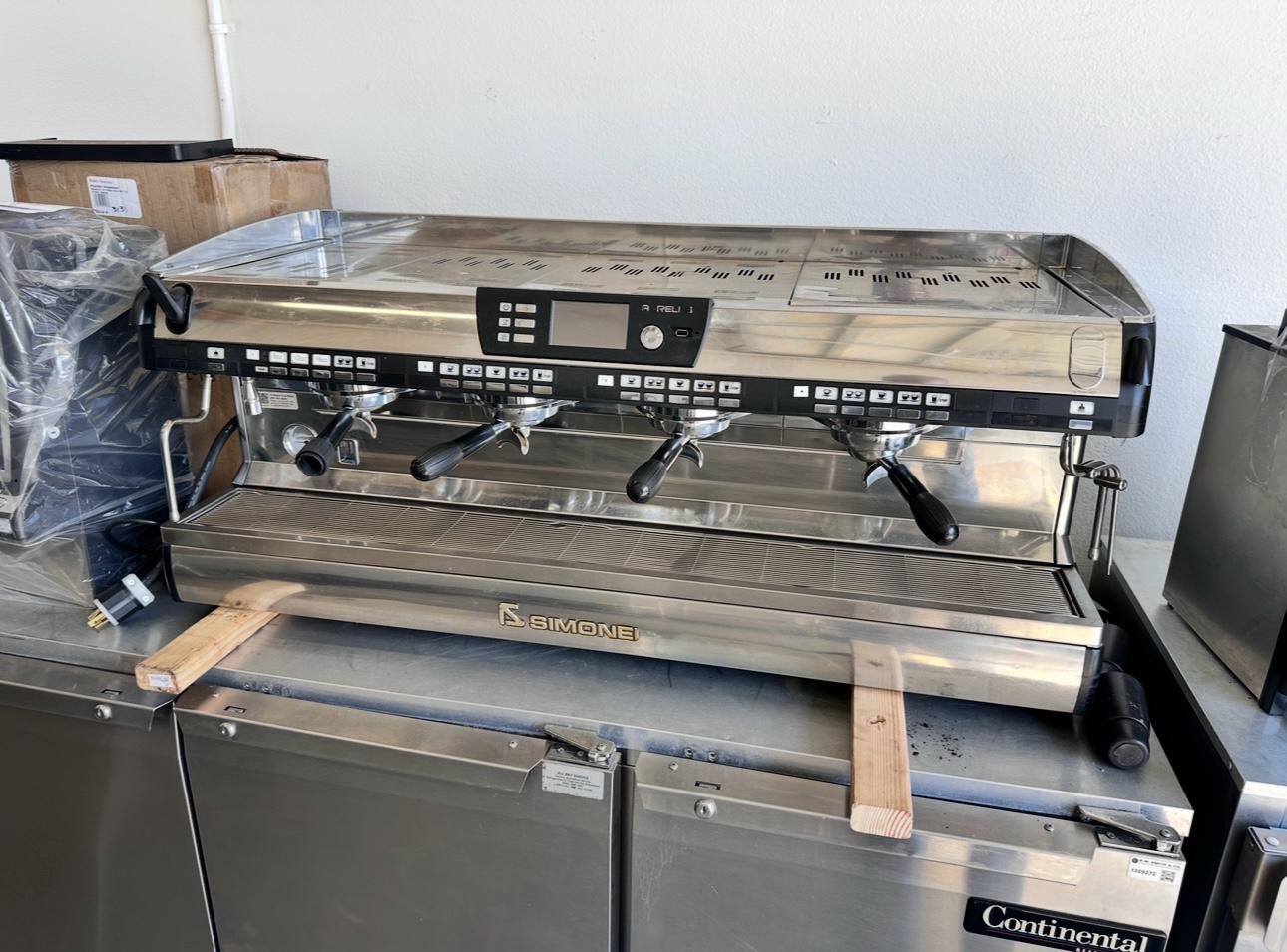 Digital controls on commercial espresso machine