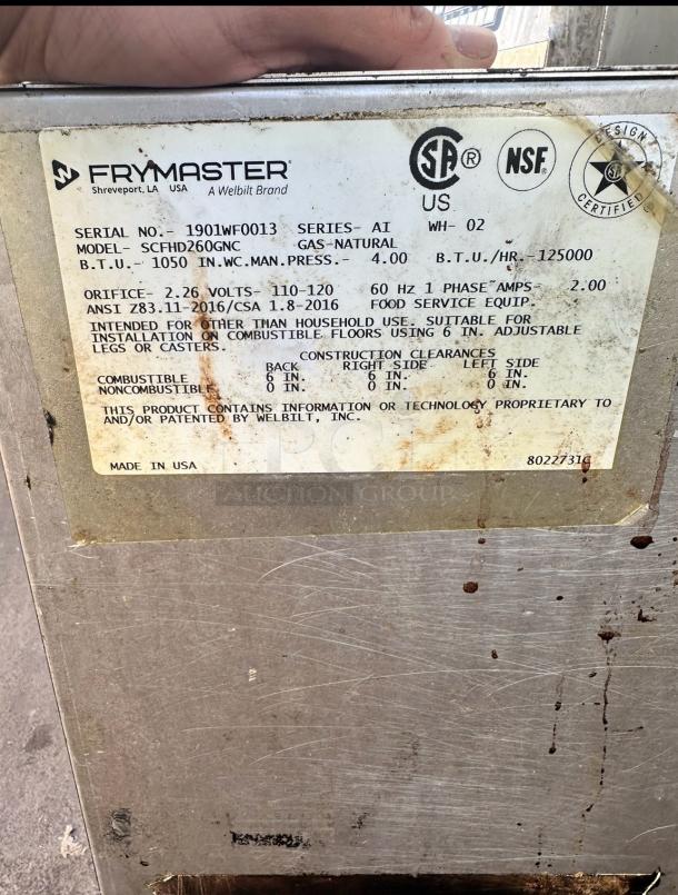 GAS FRYER – Frymaster SCFHD260GNC – Excellent Condition – Code BPT51 – Tested & Working! - Image 10 of 10