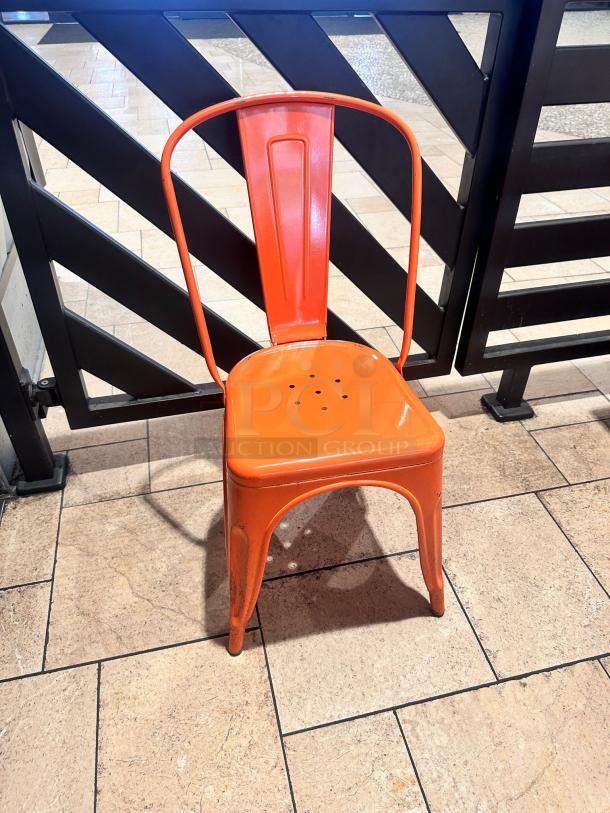 DINING CHAIRS (Set of 6) – Orange Metal – Excellent Condition – Ready for Use! - Image 2 of 3