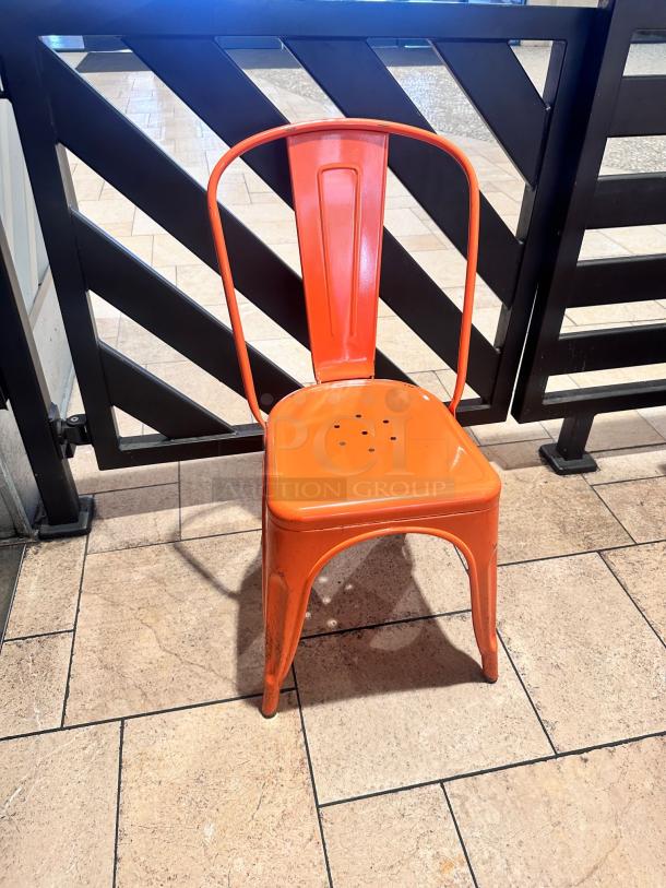 DINING CHAIRS (Set of 6) – Orange Metal – Excellent Condition – Ready for Use! - Image 3 of 3