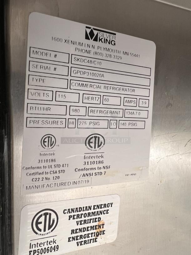 Brand New! Silver King Refrigerator Table, Top Glass Display Case
Model# SKDC48/C10
48 x 23-1/4 x 26-1/2 - Image 5 of 6