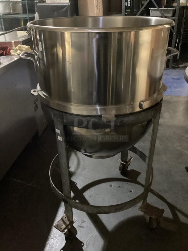Wow! New Large mixing bowl W/Used Stand on Castors
Bowl 24 x24 x36
Stand 28-1/2 tall
Qty 2 
Your Bid x 2 - Image 1 of 4