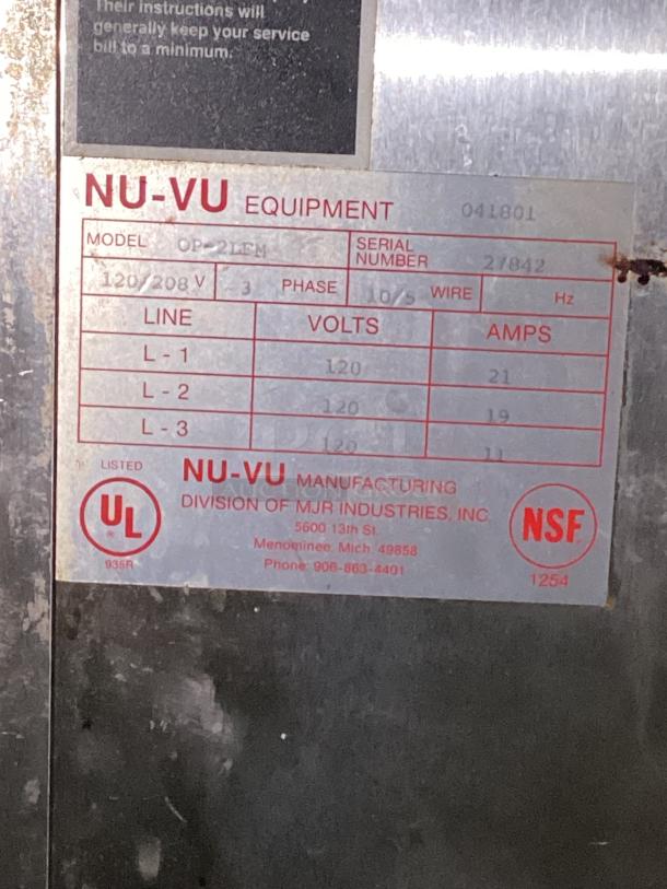 Nu Vu 2-Door Electric Oven
Model# OP-2LEM
36 x 22 x 83 - Image 3 of 4