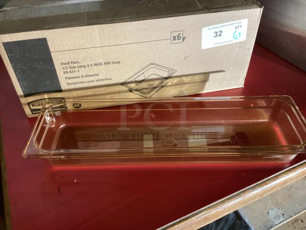 Rubbermaid Amber High-Heat Food Pans  ½ Size Long - 2-½ Deep
Qty 6 
Your Bid x 6 - Image 1 of 2