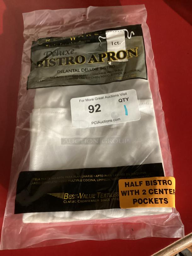 Crew Ware White Deluxe Bistro Apron
Half Bistro W/2 Center Pockets
Qty 1 - Image 1 of 1