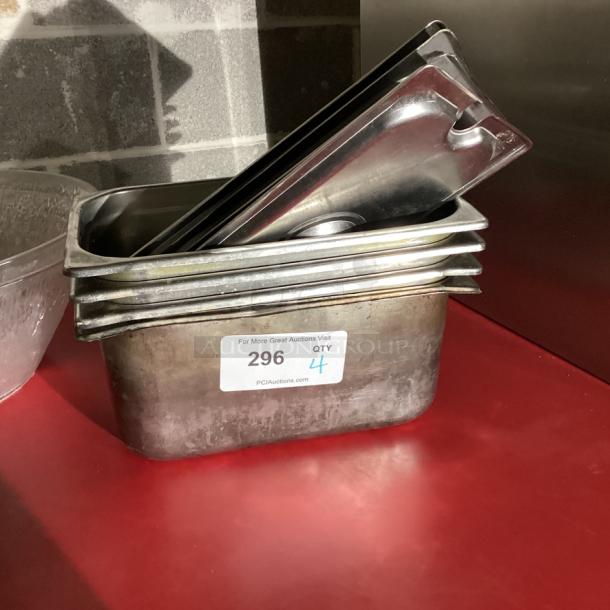Stainless Stee; 1/4 Size 6" Pan W/Lids
Qty 4
Your Bid x 4 - Image 1 of 1
