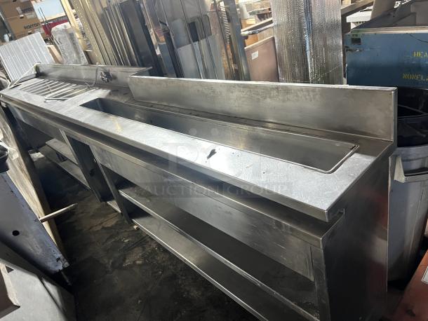 Large Stainless Steel Prep Table W/Refrigerated Drop-in Top and Under Counter Storage - Image 1 of 4