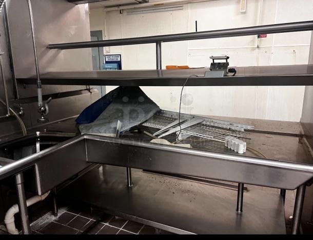 Large “L” Shaped Dish Sink W/Rinse Station and Overhead Storage - Image 1 of 1