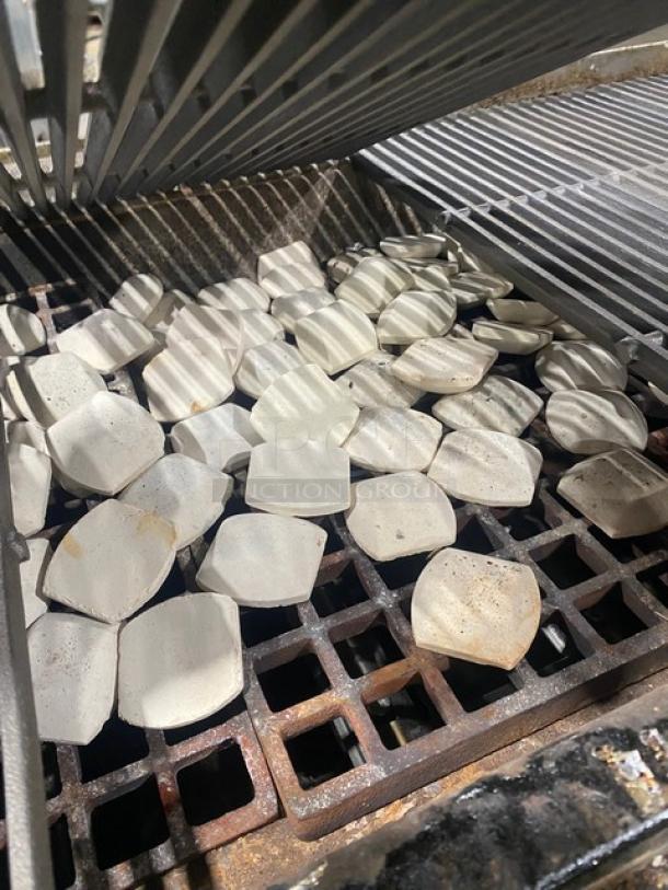 Jade Range Commercial Stainless Steel Natural Gas/Coal Powered Chitwood Smoke/Char Broiler Grill! With Pan Slide & Enclosed Dry Storage Cabinet Style Base! With Aluminum Pans! On Casters! Working When Removed! - Image 6 of 12