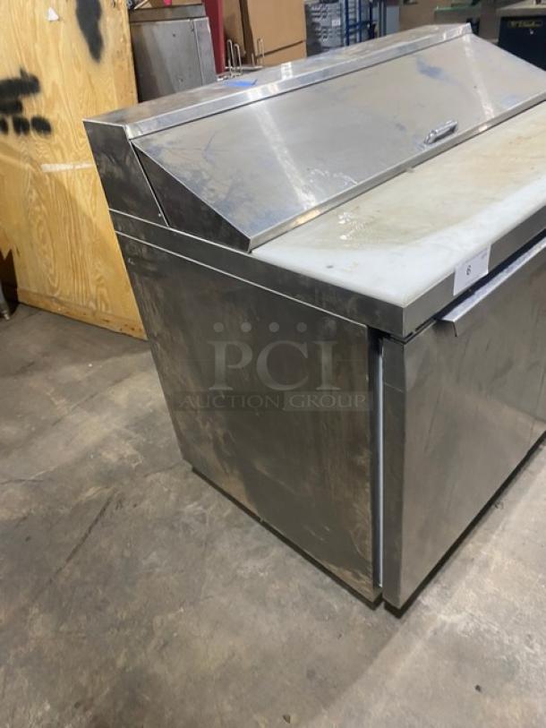 Continental Commercial Stainless Steel 2 Door Refrigerated Bain Marie Style Mega Top Salad/Sandwich Prep Table! With Removable Cutting Board! With Poly Coated Wie Racks! Model: SW48-12 SN: 15874359! 115V 1 Phase! On Casters! Working When Removed! - Image 2 of 9