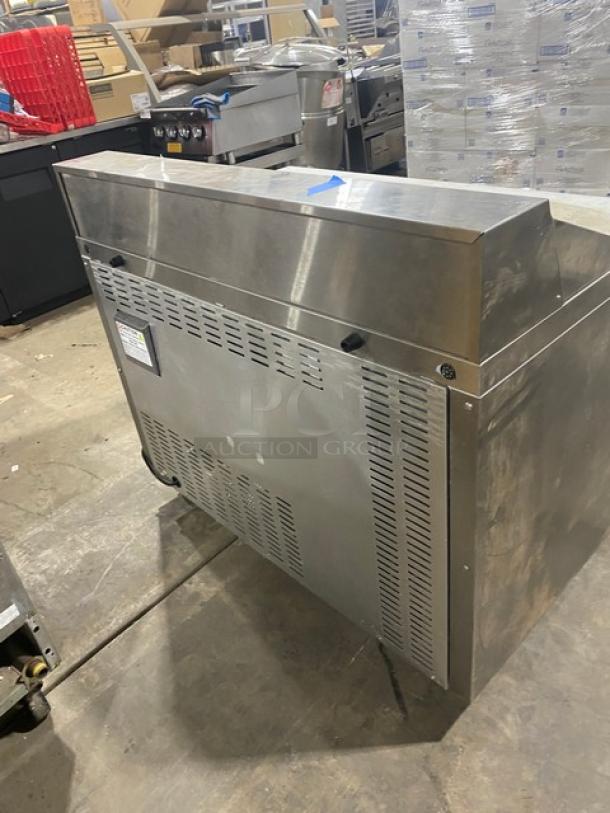 Continental Commercial Stainless Steel 2 Door Refrigerated Bain Marie Style Mega Top Salad/Sandwich Prep Table! With Removable Cutting Board! With Poly Coated Wie Racks! Model: SW48-12 SN: 15874359! 115V 1 Phase! On Casters! Working When Removed! - Image 3 of 9