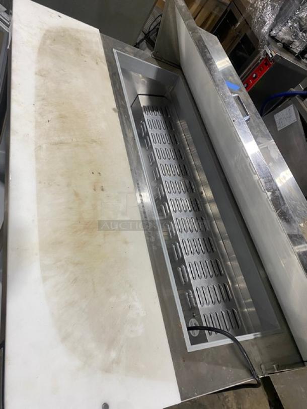 Continental Commercial Stainless Steel 2 Door Refrigerated Bain Marie Style Mega Top Salad/Sandwich Prep Table! With Removable Cutting Board! With Poly Coated Wie Racks! Model: SW48-12 SN: 15874359! 115V 1 Phase! On Casters! Working When Removed! - Image 8 of 9