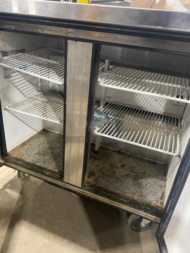 True Commercial Stainless Steel 2 Door Undercounter Worktop Refrigerator! Energy Star Certified! With Poly Coated Wire Rack! Model: TUC-36 SN: 7176473! 115V 1 Phase! On Casters! Working When Removed! - Image 5 of 7