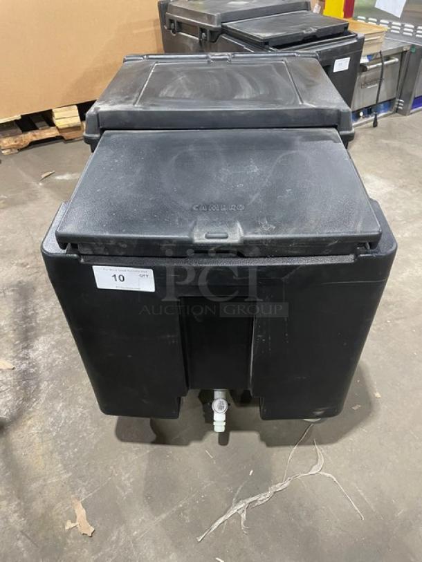 Cambro Commercial Black Insulated Mobile Ice Bin! With Sliding Lid! With Recessed Well & Drain Shelf! On Casters! - Image 1 of 7