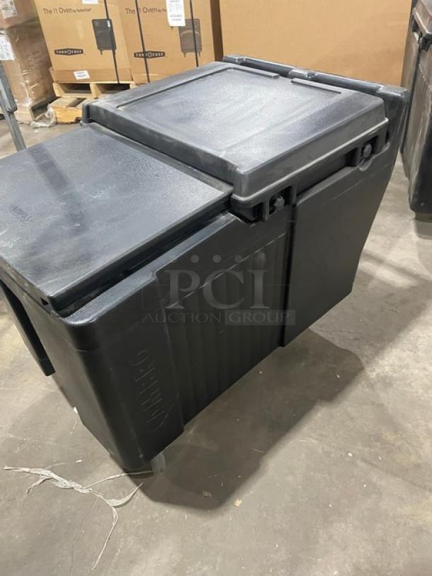 Cambro Commercial Black Insulated Mobile Ice Bin! With Sliding Lid! With Recessed Well & Drain Shelf! On Casters! - Image 2 of 7
