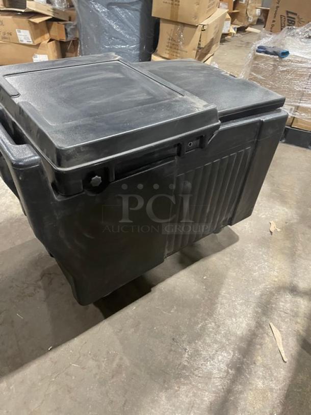Cambro Commercial Black Insulated Mobile Ice Bin! With Sliding Lid! With Recessed Well & Drain Shelf! On Casters! - Image 3 of 7
