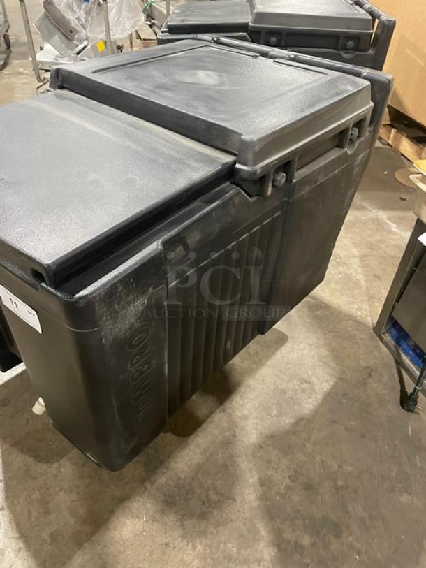 Cambro Commercial Black Insulated Mobile Ice Bin! With Sliding Lid! With Recessed Well & Drain Shelf! On Casters! - Image 3 of 8