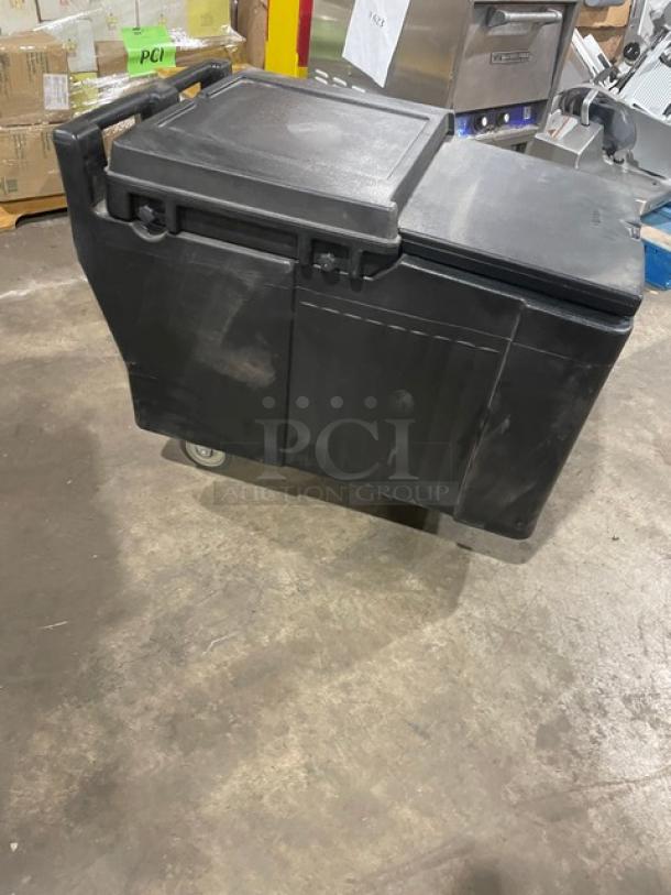 Cambro Commercial Black Insulated Mobile Ice Bin! With Sliding Lid! With Recessed Well & Drain Shelf! On Casters! - Image 4 of 8