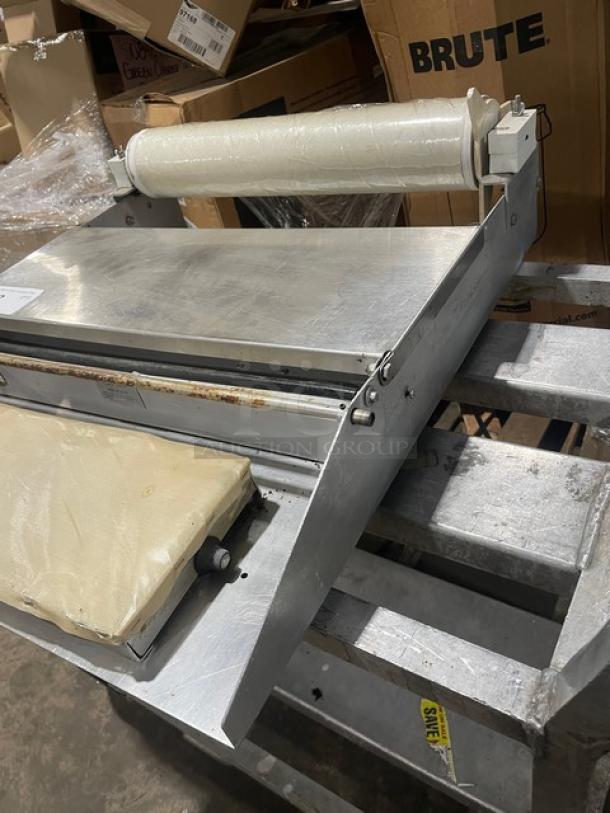Commercial Stainless Steel Electric Powered Countertop Axle Mounted Single Roll Heated Food Wrapping Machine! With Thermostatically Controlled Hot Plate & Replaceable Non-Stick Cover! Working When Removed! - Image 2 of 7