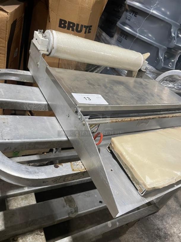 Commercial Stainless Steel Electric Powered Countertop Axle Mounted Single Roll Heated Food Wrapping Machine! With Thermostatically Controlled Hot Plate & Replaceable Non-Stick Cover! Working When Removed! - Image 3 of 7