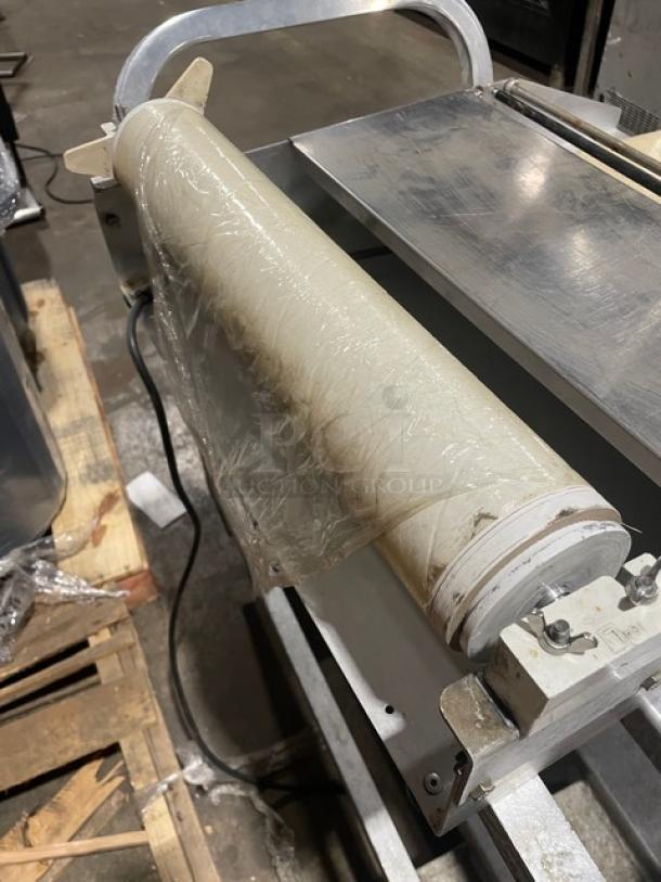 Commercial Stainless Steel Electric Powered Countertop Axle Mounted Single Roll Heated Food Wrapping Machine! With Thermostatically Controlled Hot Plate & Replaceable Non-Stick Cover! Working When Removed! - Image 4 of 7