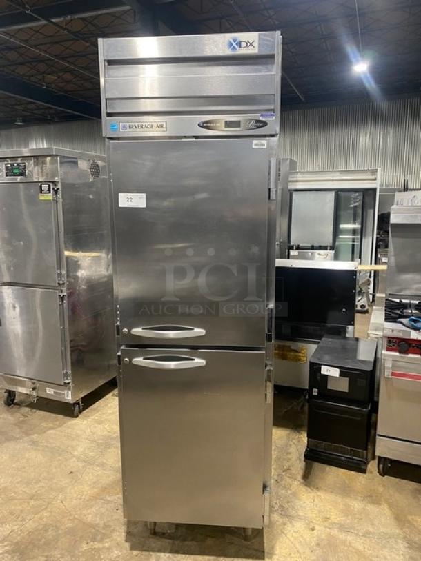 Beverage-Air Prestige Plus Series Commercial Stainless Steel Solid Half Door Reach In Refrigerator! Energy Star Certified! With Built In Pan Holding Rack & Poly Coated Wire Rack! Model: PR1-1AHS-XDX SN: 29309.12403! 115V 1 Phase! On Legs! - Image 1 of 9