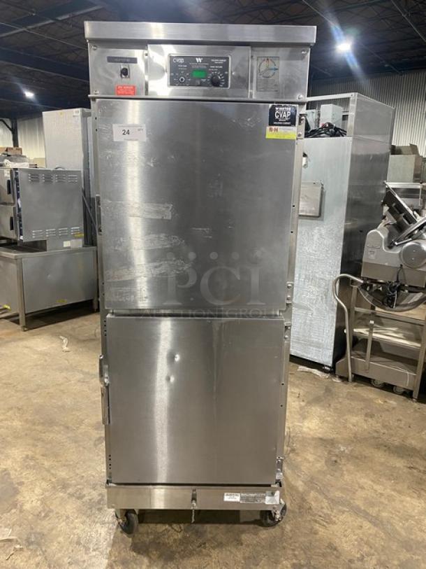 Winston Industries Cvap-4000A Series Commercial Stainless Steel Electric Powered Half Door Heated Holding Cabinet! With Pass-Through Doors! With Built In Pan Holding Racks! Model: HA4522GE SN: 20010919-011! 120V 1 Phase! On Casters! - Image 1 of 8