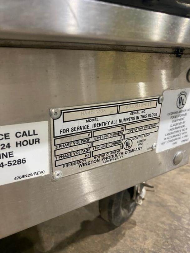 Winston Industries Cvap-4000A Series Commercial Stainless Steel Electric Powered Half Door Heated Holding Cabinet! With Pass-Through Doors! With Built In Pan Holding Racks! Model: HA4522GE SN: 20010919-011! 120V 1 Phase! On Casters! - Image 7 of 8