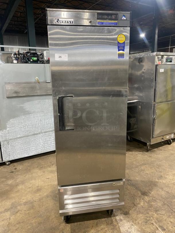 Everest Commercial Stainless Steel Solid Single Door Reach In Freezer! With Poly Coated Wire Rack! Model: EBF1 SN: BBF115060004! 115V 1 Phase! On Casters! - Image 1 of 8
