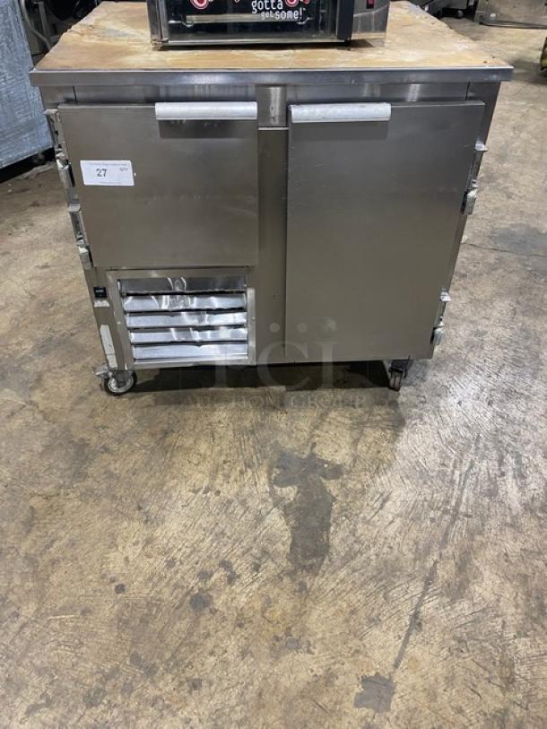 Leader Commercial Stainless Steel 2 Door Refrigerated Pizza Dough Retarder Table! Model: DR48 S/C SN: PS121452! 115V 1 Phase! On Casters! - Image 1 of 7