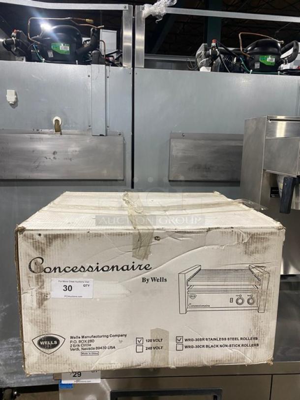 BRAND NEW! Wells WRG-Series Commercial Stainless Steel Electric Powered Countertop Concessionaire Hotdog Roller Grill! Model: WRG-30SR! 120V! - Image 1 of 2