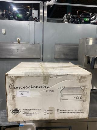 BRAND NEW! Wells WRG-Series Commercial Stainless Steel Electric Powered Countertop Concessionaire Hotdog Roller Grill! Model: WRG-30SR! 120V!