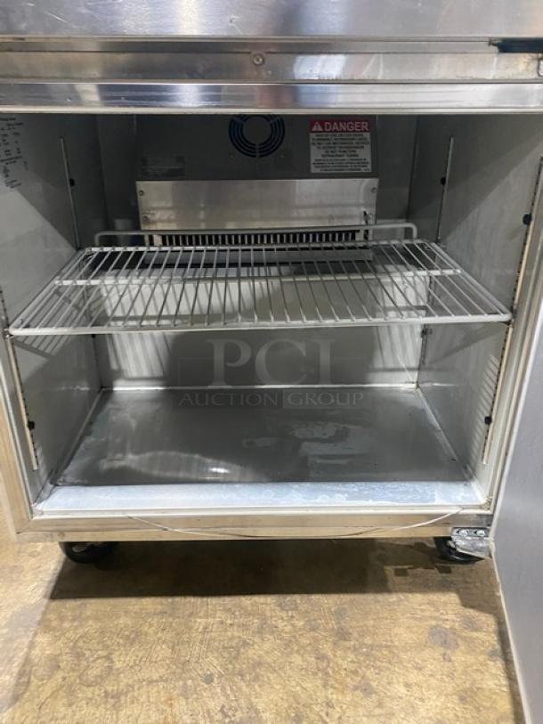 Delfield Commercial Stainless Steel Solid Single Door Worktop Freezer! With Back Splash! With Poly Coated Wire Rack! Model: GUF32BP-S SN: 2103152002462! 115V 1 Phase! On Casters! - Image 5 of 7