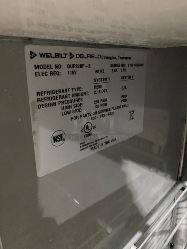 Delfield Commercial Stainless Steel Solid Single Door Worktop Freezer! With Back Splash! With Poly Coated Wire Rack! Model: GUF32BP-S SN: 2103152002462! 115V 1 Phase! On Casters! - Image 6 of 7
