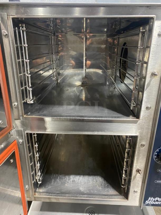 Groen HyPer-Steam Series Commercial Stainless Steel Electric Powered Double Compartment 6-Pan Convection Steamer! With Individual Controls! With Built-In Pan Holding Racks! Model: HY-6E SN: J77943-1-1 M12! 208V! On Bullet Feet Legs! - Image 5 of 9